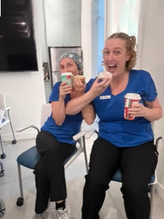 dental staff enjoying snacks together
